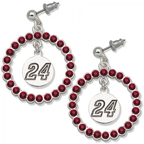 Crystal Number 24 Earrings in Base - Pressure Backs - Round - Women - Charming