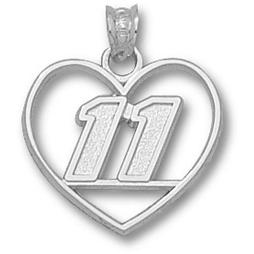 Officially Licensed 10k White Gold Denny Hamlin ""11"" Nascar Heart Pendant