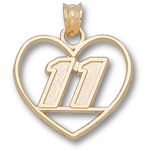 Officially Licensed Gold Plating Denny Hamlin ""11"" Nascar Heart Pendant