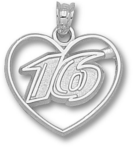 Officially Licensed 10k White Gold Greg Biffle ""16"" Nascar Heart Pendant