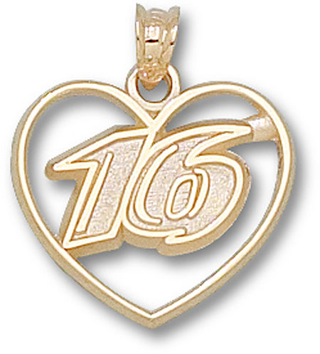 Officially Licensed Gold Plating Greg Biffle ""16"" Nascar Heart Pendant