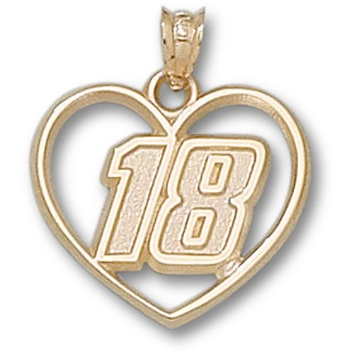 Officially Licensed Gold Plating Kyle Busch ""18"" Nascar Heart Pendant