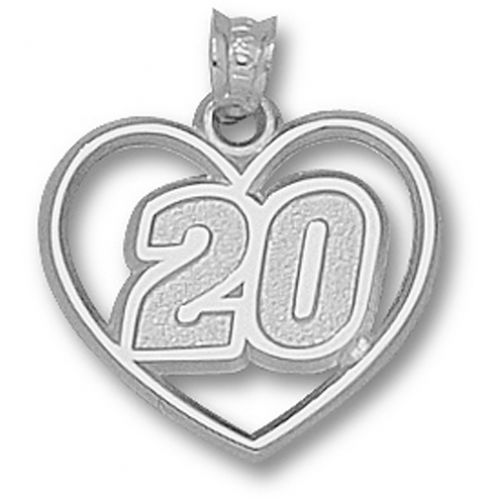 Officially Licensed Sterling Silver Joey Logano ""20"" Nascar Heart Pendant