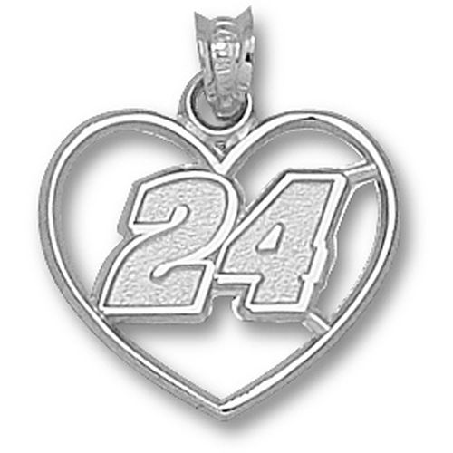 Officially Licensed 10k White Gold Jeff Gordon ""24"" Nascar Heart Pendant