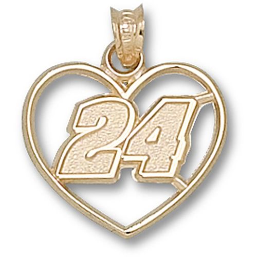 Officially Licensed Gold Plating Jeff Gordon ""24"" Nascar Heart Pendant