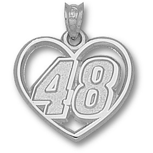 Officially Licensed 10k White Gold Jimmie Johnson ""48"" Nascar Heart Pendant