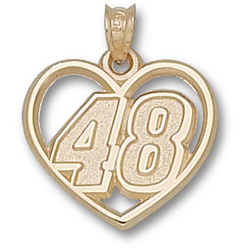 Officially Licensed Gold Plating Jimmie Johnson ""48"" Nascar Heart Pendant