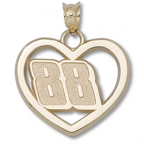 Officially Licensed Gold Plating Dale Earnhardt, Jr. ""88"" Nascar Heart Pendant