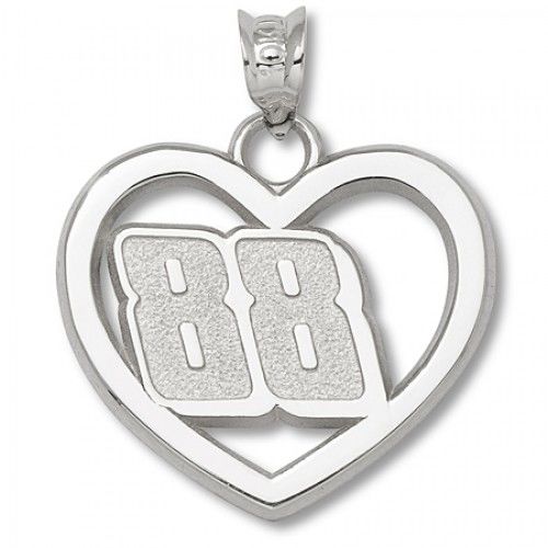 Officially Licensed Sterling Silver Dale Earnhardt Jr. ""88"" Nascar Heart Pendant