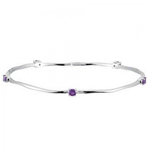 Women'S Round Shape Amethyst Bracelet in Sterling Silver - Dazzling