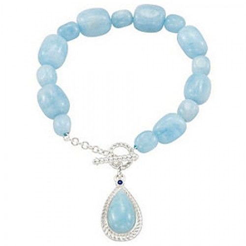 Special Shape Aquamarine & Blue Sapphire Bracelet in Sterling Silver - Neat