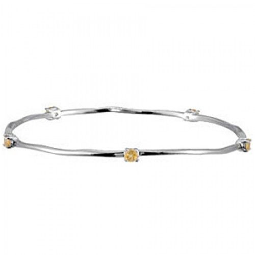 Women'S Round Shape Citrine Bracelet in Sterling Silver - Divine