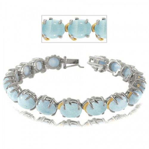 Women'S Light Blue Larimar Bracelet in Sterling Silver - Ravishing