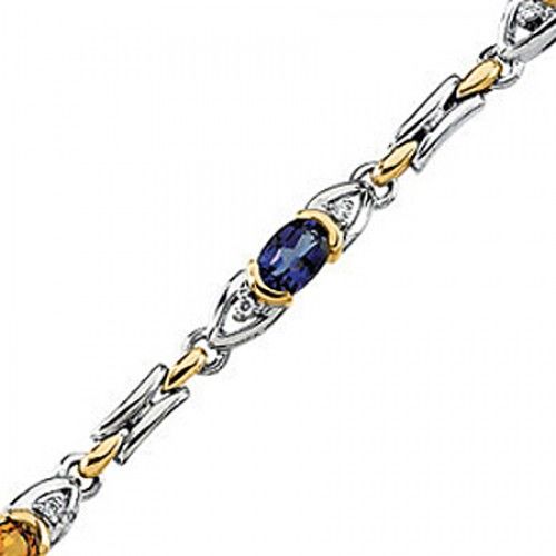 Oval Shape Amethyst, Citrine & Garnet Bracelet in White & Yellow Gold - 14kt