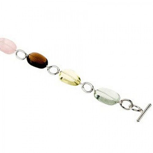 Special Shape Amethyst, Citrine and Quartz Bracelet in Sterling Silver - Grand