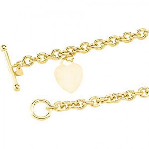 Women'S Heart Style Bracelet in Gold - 14kt Yellow - Polished Finish - Pleasant