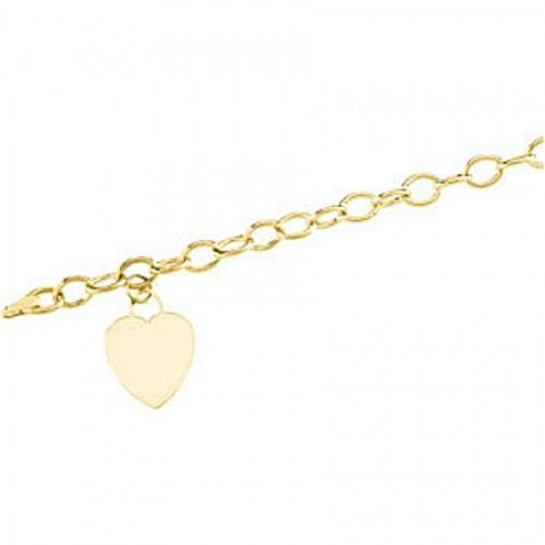 Women'S Heart Design Bracelet in 14kt Yellow Gold - Glossy Finish - Tantalizing