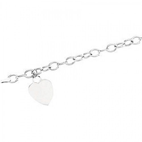 Women'S Heart Shaped Bracelet in Gold - 14kt White - Mirror Finish - Tempting
