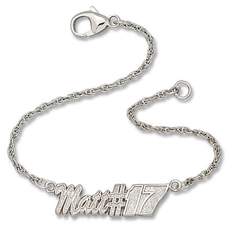 Sterling Silver ""Matt #17"" Driver Matt Kenseth Script Nascar Bracelet