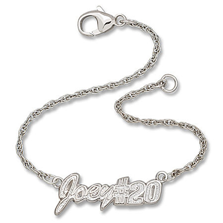 Sterling Silver ""Joey #20"" Driver Joey Logano #20 Script Nascar Bracelet
