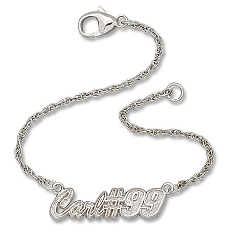 Sterling Silver ""Carl #99"" Driver Carl Edwards Script Nascar Bracelet