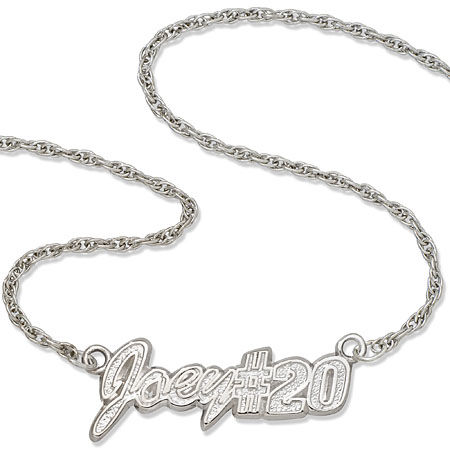 Sterling Silver Driver Joey Logano #20 Nascar Necklace - ""Joey #20
