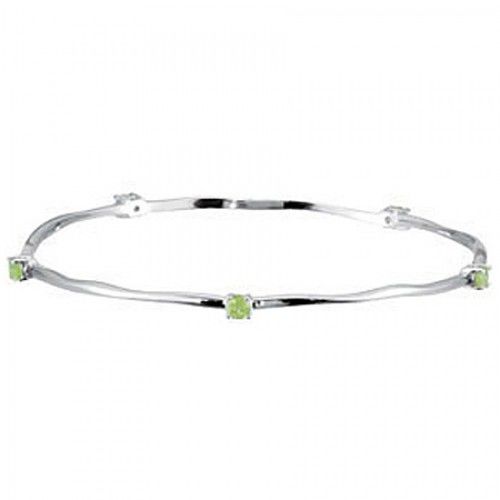 Women'S Round Shape Peridot Bracelet in Sterling Silver - Nice