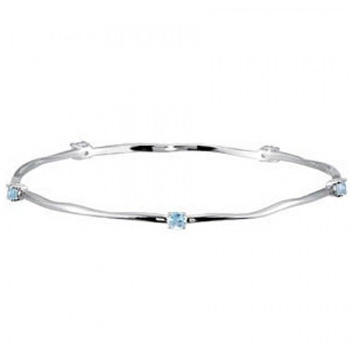 Round Shape Blue Topaz Bracelet in Sterling Silver - Radiant