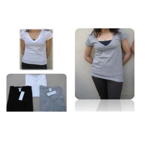 100% Cotton V-Neck T-Shirt - Black/White/Grey Case Pack 36