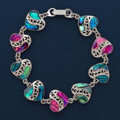 Paua Sea Shell Bracelet- Heart Case Pack 6