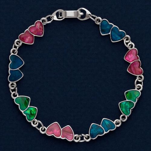 Paua Shell Bracelet Double Hearts Case Pack 6