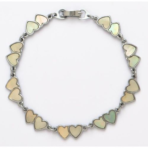 Mother Of Pearl Double Hearts Bracelets Case Pack 12