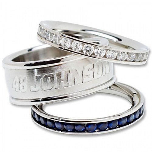 White and Blue Jimmie Johnson ""48 Johnson"" Nascar Ring Set