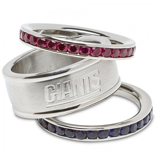 Ladies New York Giants Cubic Zirconia Stacked Ring Set