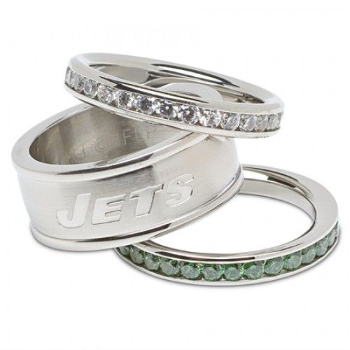 Ladies New York Jets Cubic Zirconia Stacked Ring Set