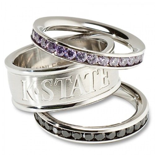 Kansas State University Cubic Zirconia Stacked Ring Set