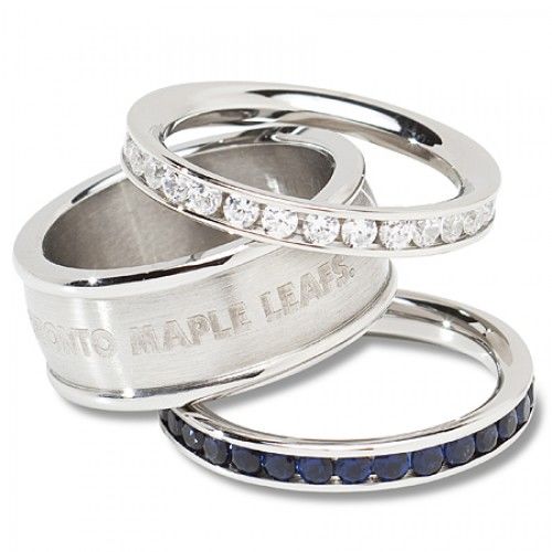 Toronto Maple Leafs Cubic Zirconia Stacked Ring Set