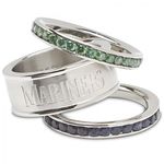Womens Seattle Mariners Cubic Zirconia Stacked Ring Set