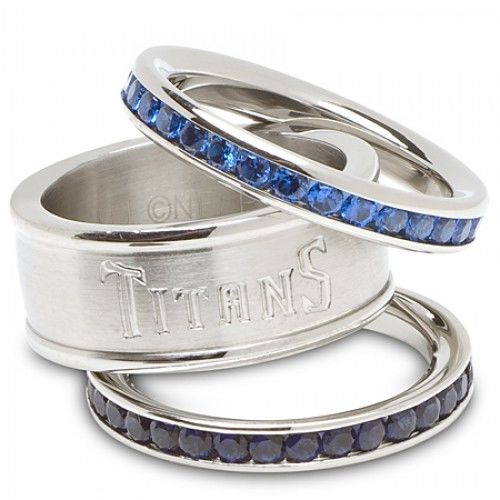 Ladies Tennessee Titans Cubic Zirconia Stacked Ring Set