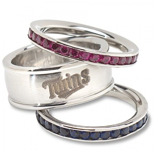 Ladies Minnesota Twins Cubic Zirconia Stacked Ring Set