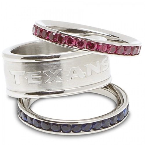 Ladies Houston Texans Cubic Zirconia Stacked Ring Set