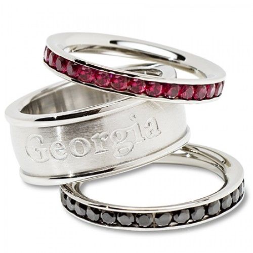 University of Georgia Cubic Zirconia Stacked Ring Set