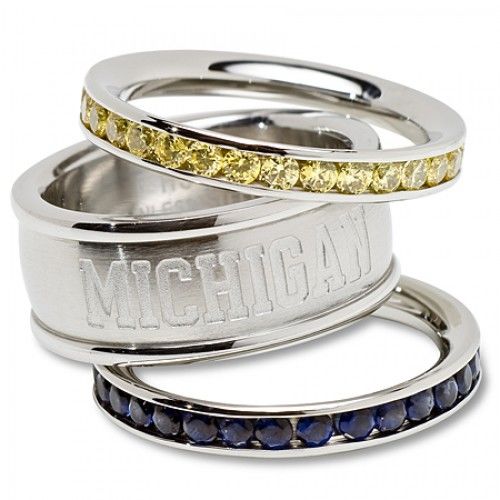 University of Michigan Cubic Zirconia Stacked Ring Set