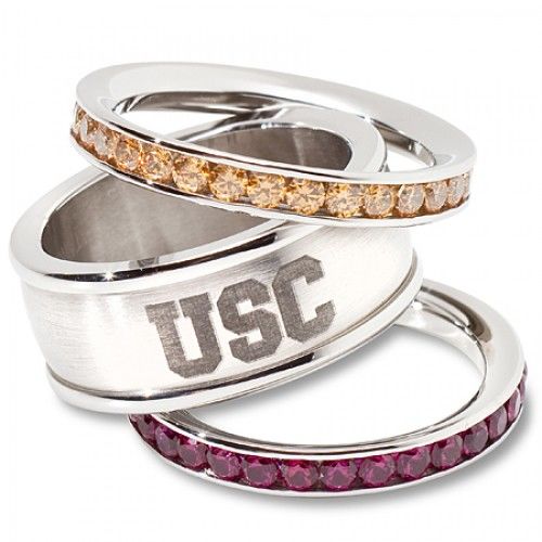 University Southern California Cubic Zirconia Ring Set