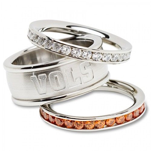 University of Tennessee Cubic Zirconia Stacked Ring Set