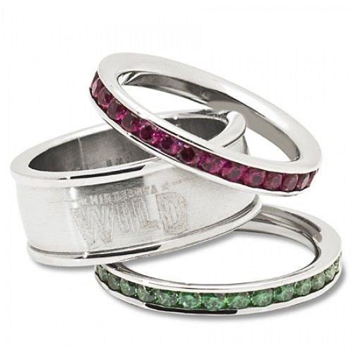 Womens Minnesota Wild Cubic Zirconia Stacked Ring Set