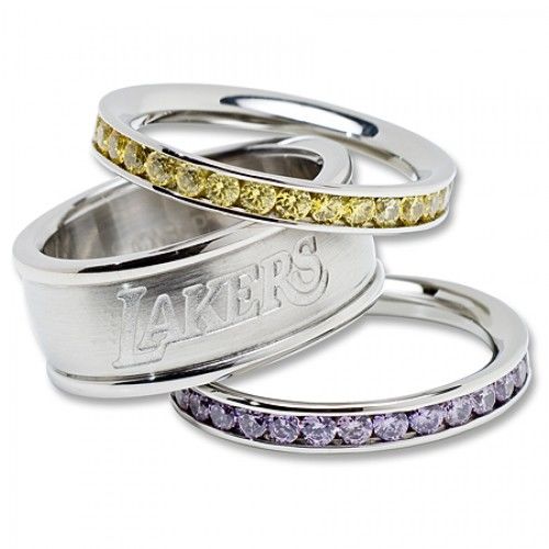 Womens Los Angeles Lakers Cubic Zirconia Ring Set