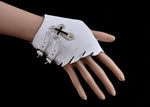 A Punk Rock Clothes Punkrock Apparel White Leather Glove w/ Embedded Cross