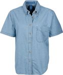 Ladies Short Sleeve Blue Denim Shirt Blouse Size: Small