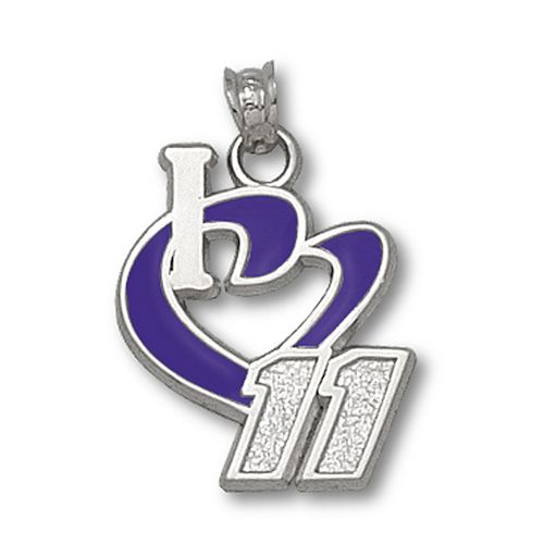 10k White Gold Denny Hamlin #11 'I Heart 11' Nascar Heart Pendant